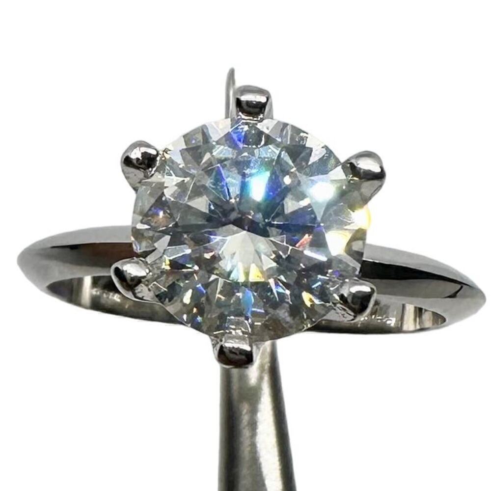 Moissanite Diamond Engagement Ring 3 Ct Round Cut 6 Prong 18K GRA Size 7